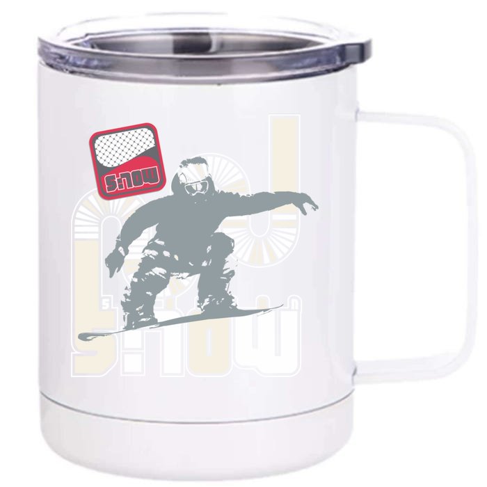 Snow Skiing Ski Graphic Gift Front & Back 12oz Stainless Steel Tumbler Cup