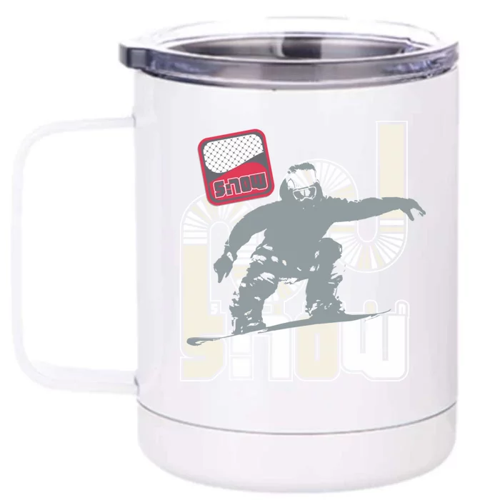 Snow Skiing Ski Graphic Gift Front & Back 12oz Stainless Steel Tumbler Cup