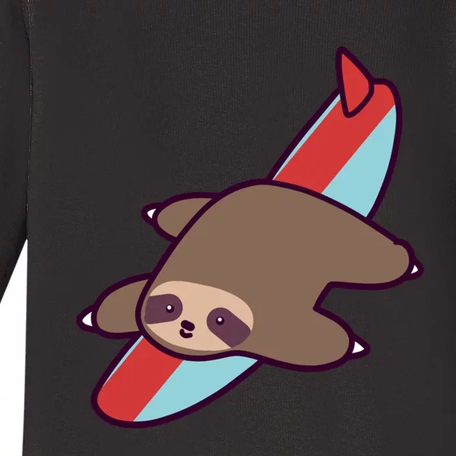 Surfing Sloth Baby Long Sleeve Bodysuit