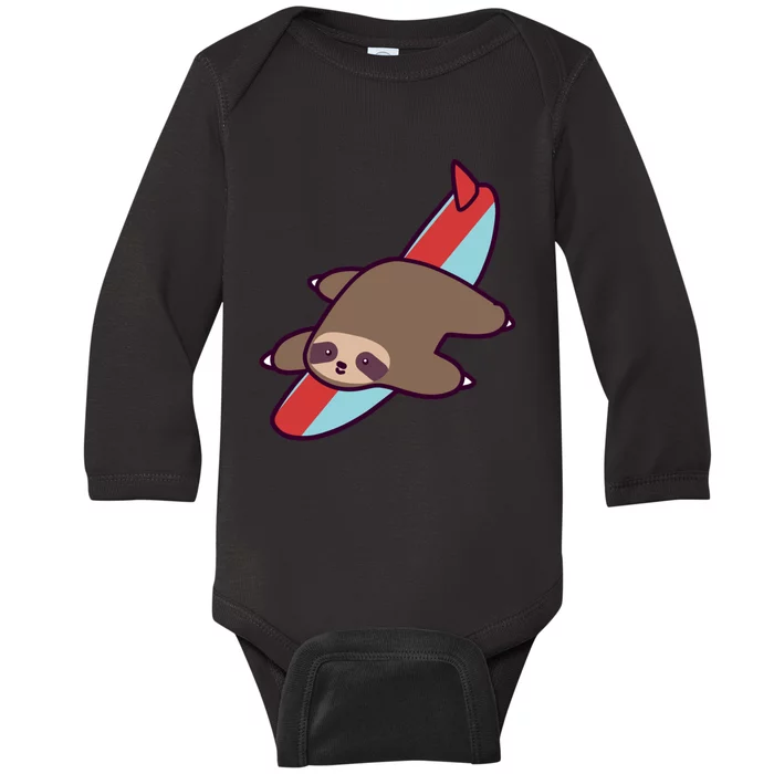 Surfing Sloth Baby Long Sleeve Bodysuit