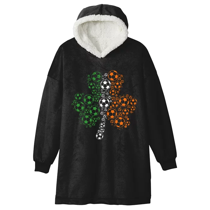 Soccer Shamrock St Patricks Day Irish Flag Hooded Wearable Blanket