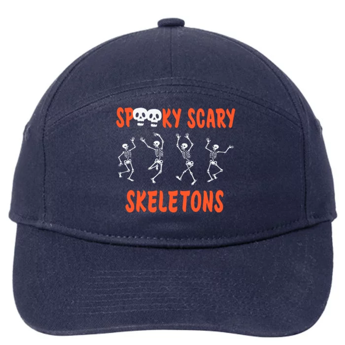 Spooky Scary Skeletons Dance Halloween Day 7-Panel Snapback Hat