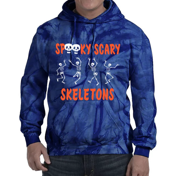 Spooky Scary Skeletons Dance Halloween Day Tie Dye Hoodie