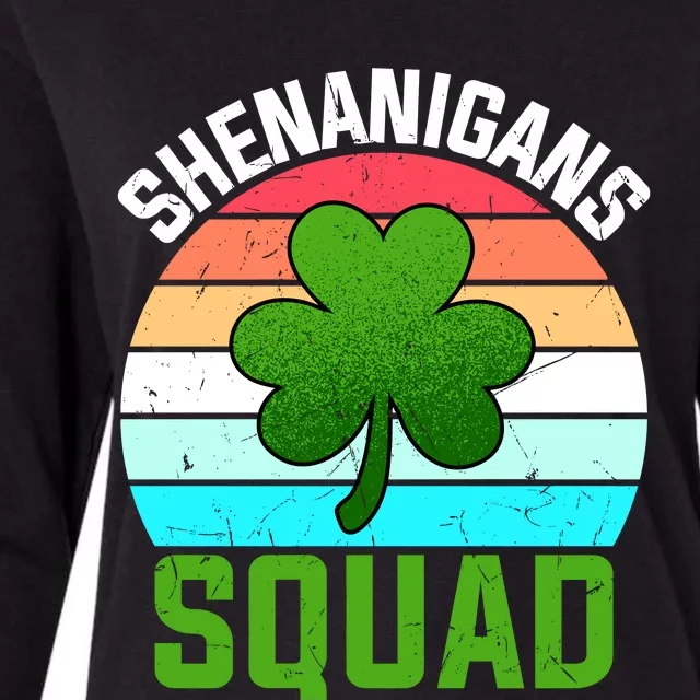 Shenanigans Squad Shamrocks Funny St Patricks Day Womens Cotton Relaxed Long Sleeve T-Shirt