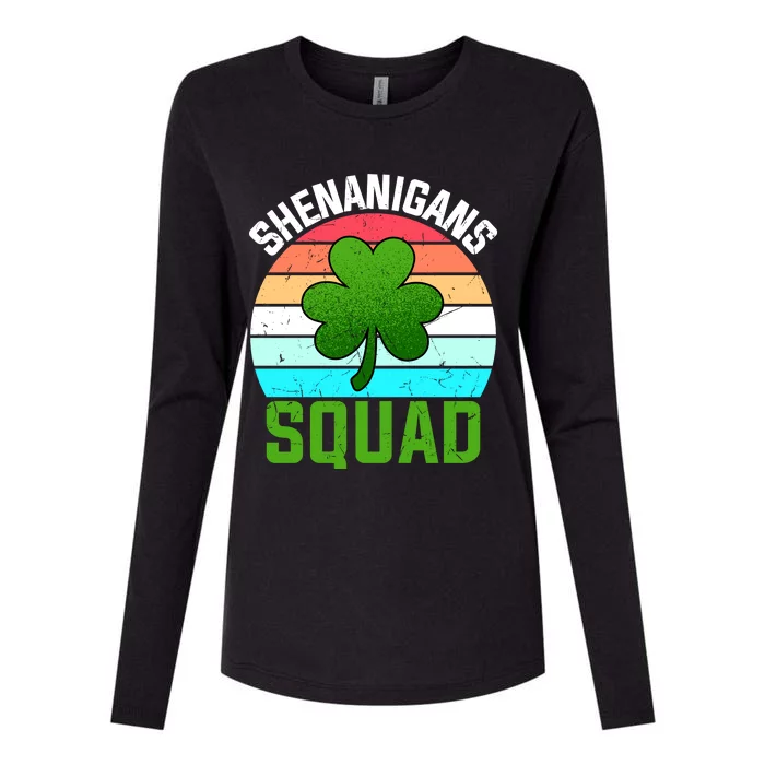 Shenanigans Squad Shamrocks Funny St Patricks Day Womens Cotton Relaxed Long Sleeve T-Shirt