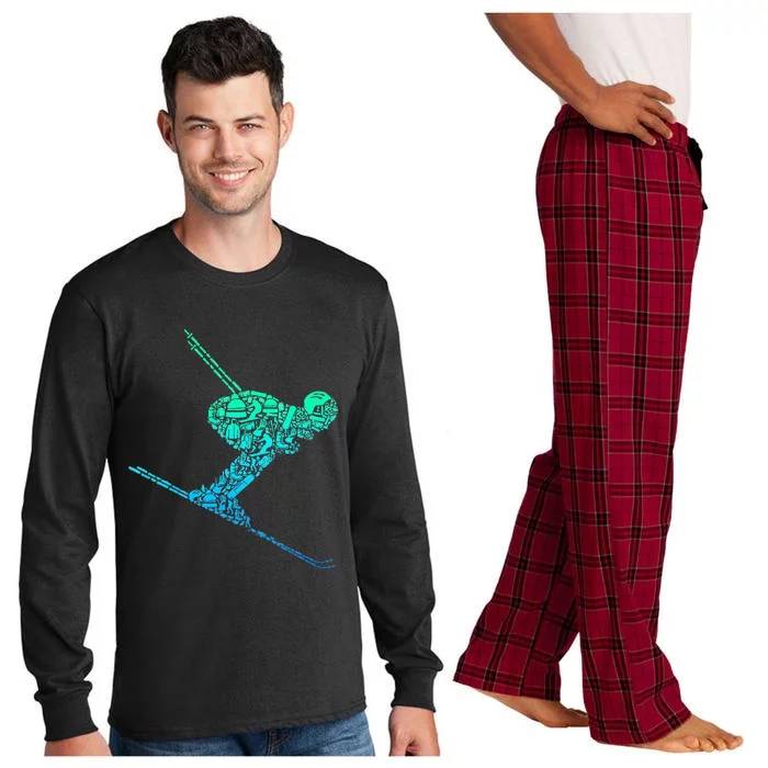 Skiing Skiers Skiing Long Sleeve Pajama Set