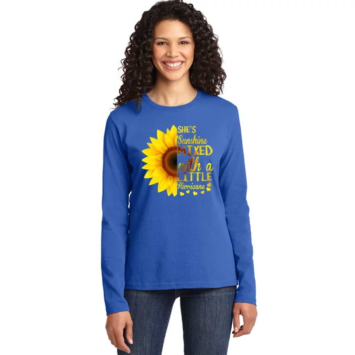 She Sunflower Sunshine Mixed With A Little Hurricane Gift Ladies Long Sleeve Shirt