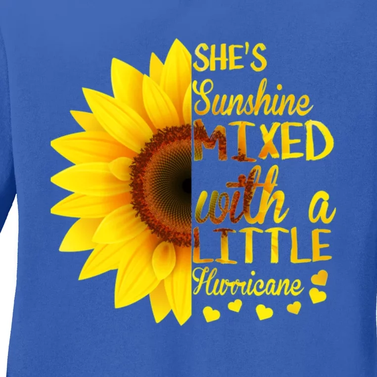 She Sunflower Sunshine Mixed With A Little Hurricane Gift Ladies Long Sleeve Shirt