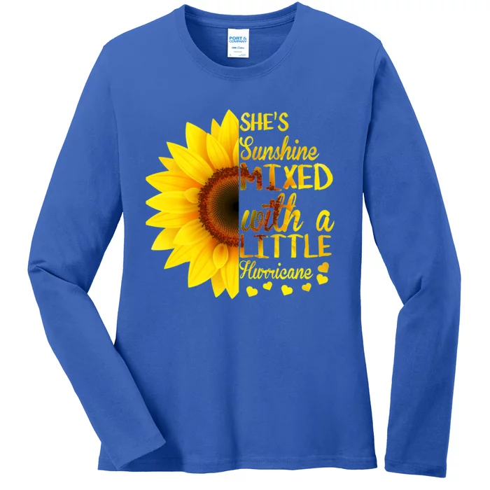 She Sunflower Sunshine Mixed With A Little Hurricane Gift Ladies Long Sleeve Shirt