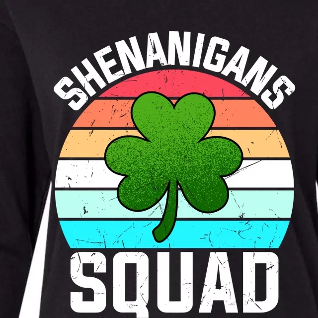 Shenanigans Squad Shamrocks Funny St Patricks Day Womens Cotton Relaxed Long Sleeve T-Shirt