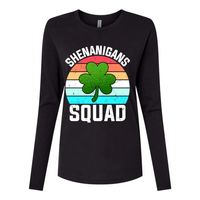 Shenanigans Squad Shamrocks Funny St Patricks Day Womens Cotton Relaxed Long Sleeve T-Shirt