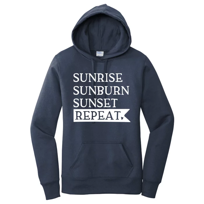 Sunrise Sunburn Sunset Repeat Summertime Sun Tan Design Cool Gift Women's Pullover Hoodie