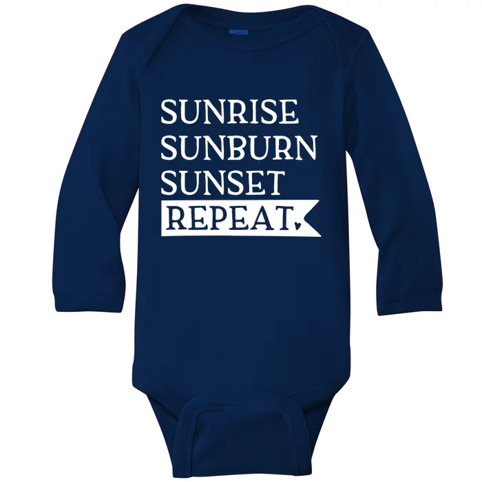 Sunrise Sunburn Sunset Repeat Summertime Sun Tan Design Cool Gift Baby Long Sleeve Bodysuit