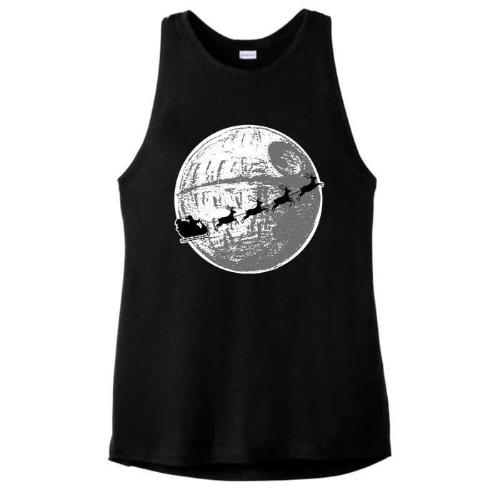 Santas Sleigh Space Star Planet Ladies Tri-Blend Wicking Tank