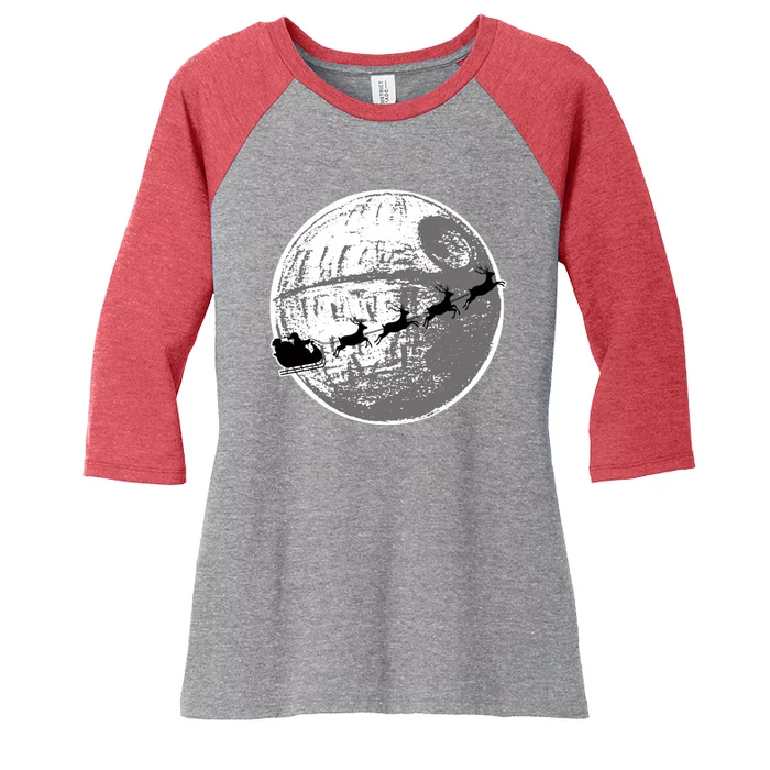 Santas Sleigh Space Star Planet Women's Tri-Blend 3/4-Sleeve Raglan Shirt