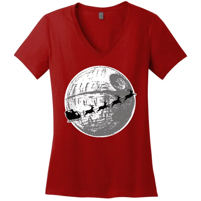 Santas Sleigh Space Star Planet Women's V-Neck T-Shirt