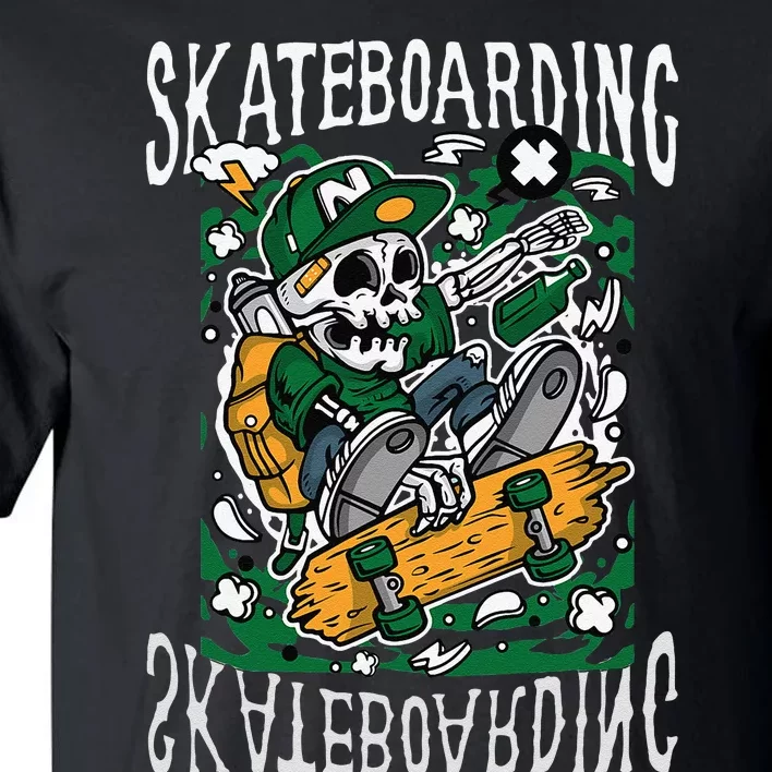 SkateBoarding Skull SkateBoard Santa Cruz Street Wear Tall T-Shirt 