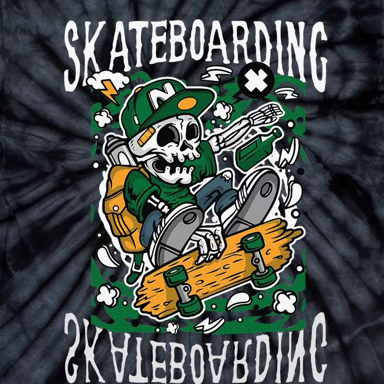 SkateBoarding Skull SkateBoard Santa Cruz Street Wear Tie-Dye T