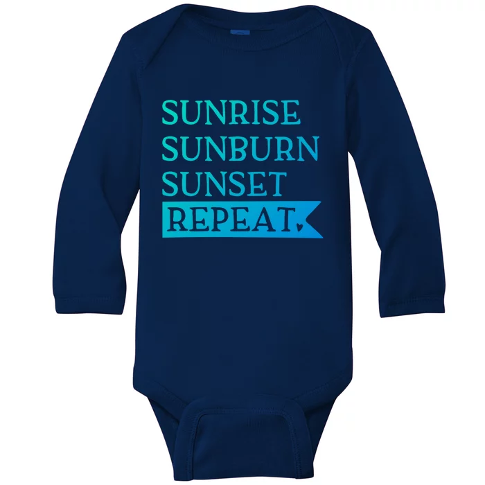 Sunrise Sunburn Sunset Repeat Summertime Sun Tan Design Cool Gift Baby Long Sleeve Bodysuit