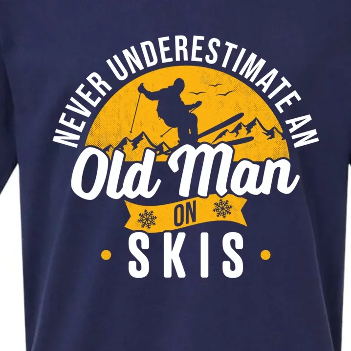 Ski Skiing Skier Never Underestimate An Old On Skis Gift Sueded Cloud Jersey T-Shirt