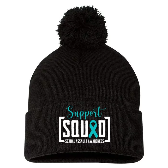 Support Squad Sexual Assault Awareness Month Support Victim Pom Pom 12in Knit Beanie