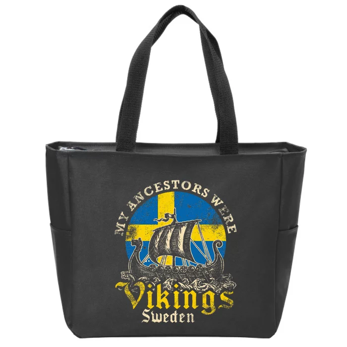 Swedish Sweden Swede Viking Ship Flag Zip Tote Bag