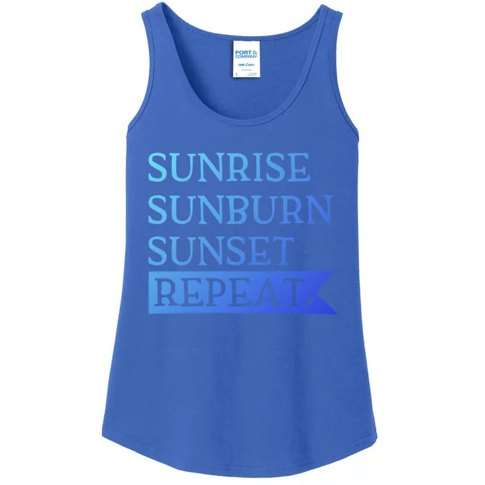 Sunrise Sunburn Sunset Repeat Summertime Sun Tan Design Cool Gift Ladies Essential Tank