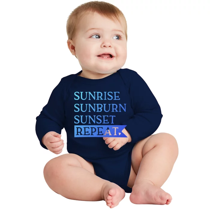 Sunrise Sunburn Sunset Repeat Summertime Sun Tan Design Cool Gift Baby Long Sleeve Bodysuit