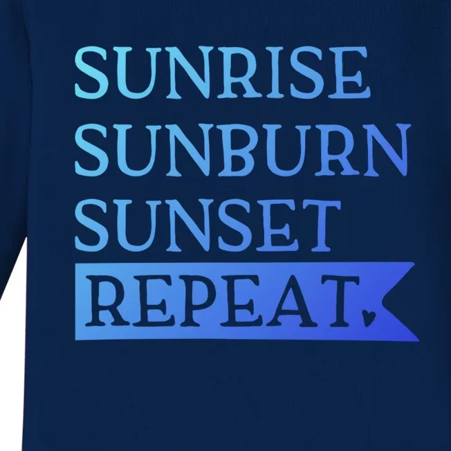 Sunrise Sunburn Sunset Repeat Summertime Sun Tan Design Cool Gift Baby Long Sleeve Bodysuit