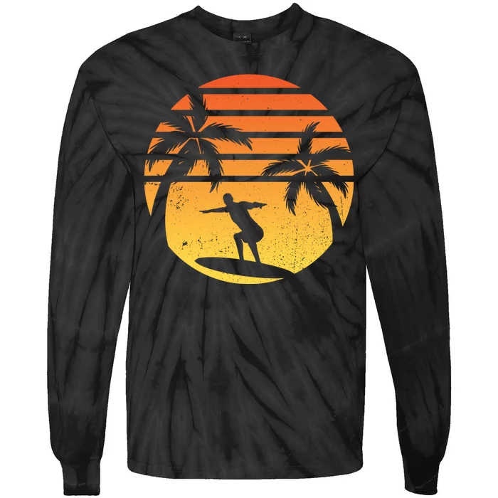 Summer Surf Sunset Retro Tie-Dye Long Sleeve Shirt