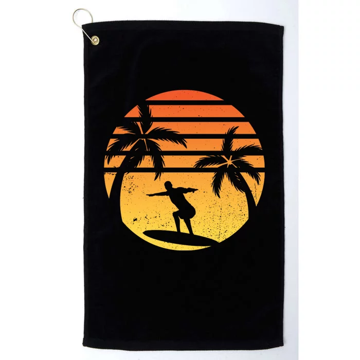 Summer Surf Sunset Retro Platinum Collection Golf Towel