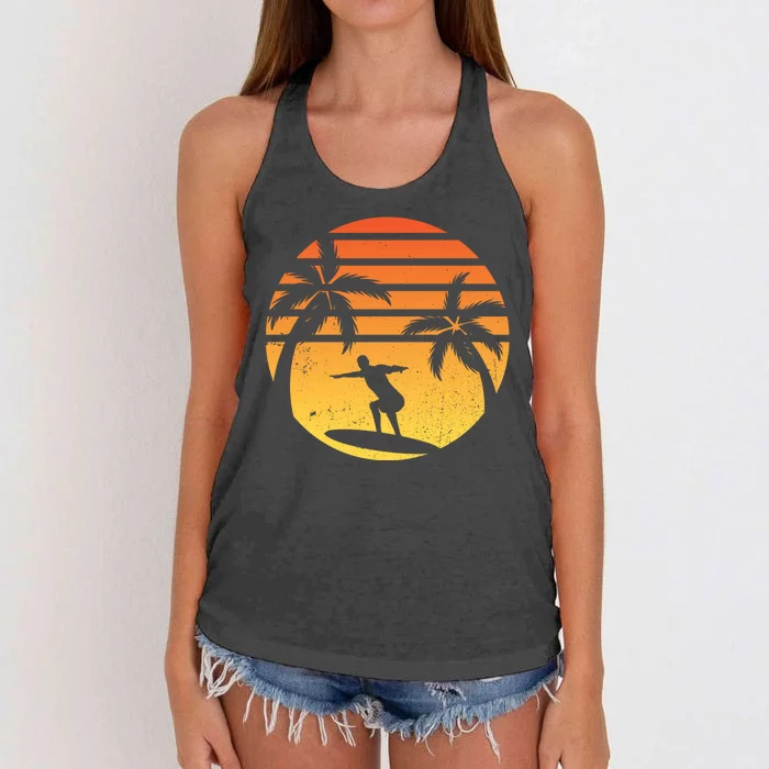 Summer Surf Sunset Retro Women's Knotted Racerback Tank