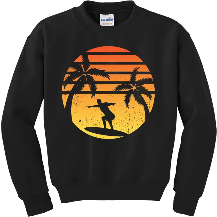 Summer Surf Sunset Retro Kids Sweatshirt