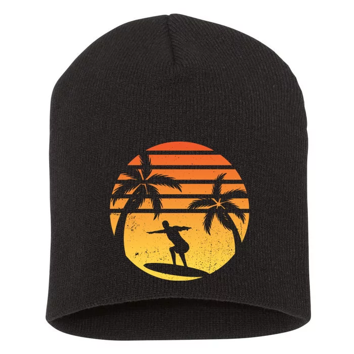 Summer Surf Sunset Retro Short Acrylic Beanie