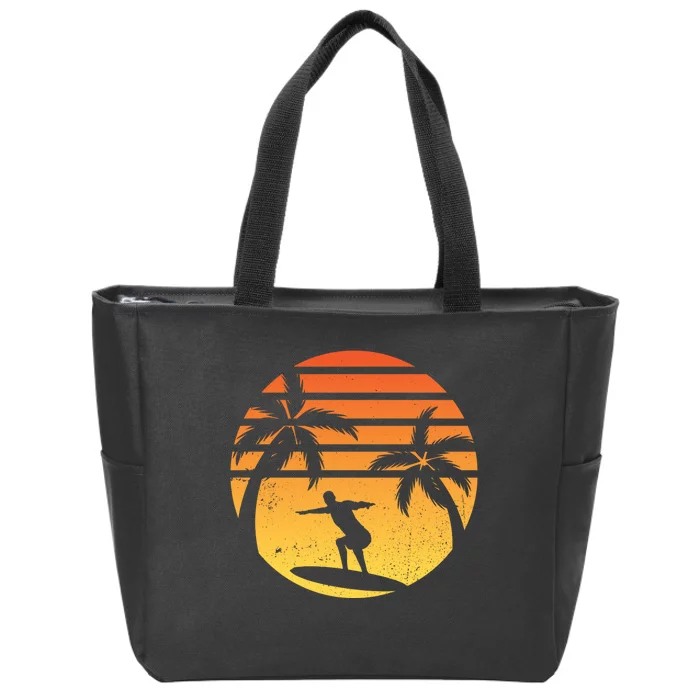 Summer Surf Sunset Retro Zip Tote Bag