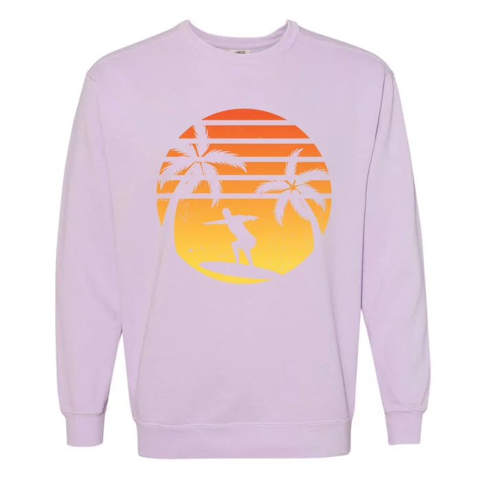 Summer Surf Sunset Retro Garment-Dyed Sweatshirt