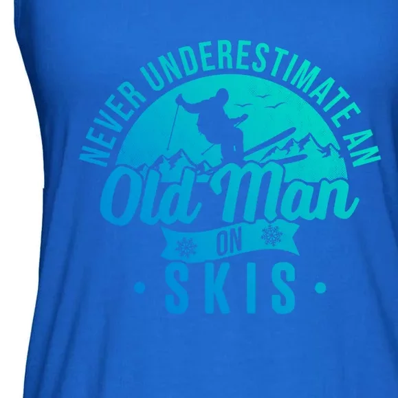 Ski Skiing Skier Never Underestimate An Old On Skis Cool Gift Ladies Essential Flowy Tank