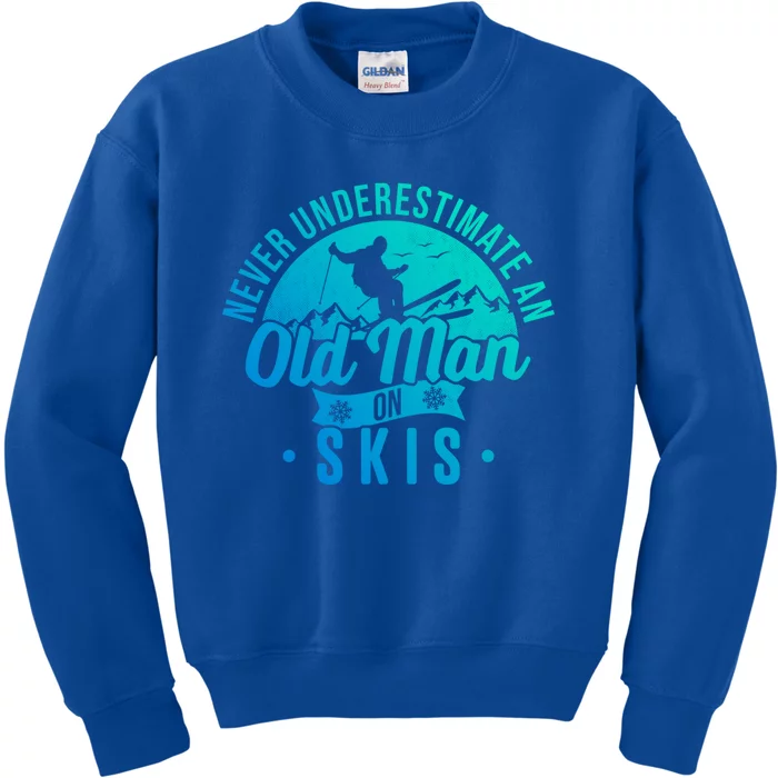 Ski Skiing Skier Never Underestimate An Old On Skis Cool Gift Kids Sweatshirt