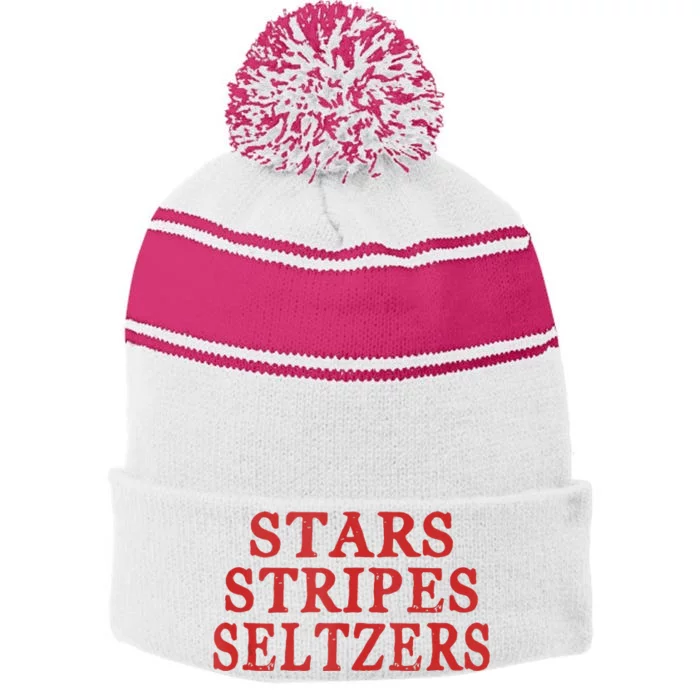 Stars Stripes Seltzers Stripe Pom Pom Beanie