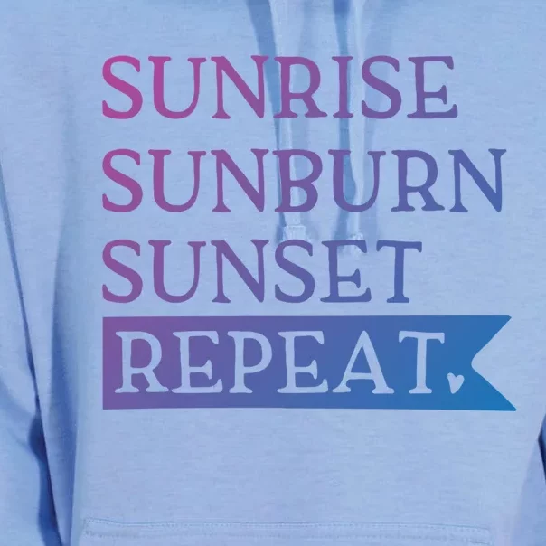 Sunrise Sunburn Sunset Repeat Summertime Sun Tan Design Cool Gift Unisex Surf Hoodie