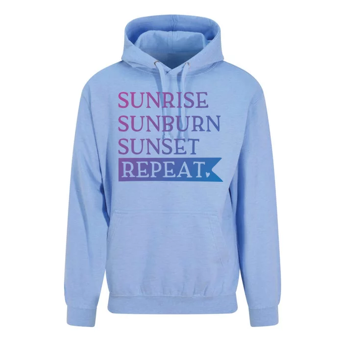 Sunrise Sunburn Sunset Repeat Summertime Sun Tan Design Cool Gift Unisex Surf Hoodie