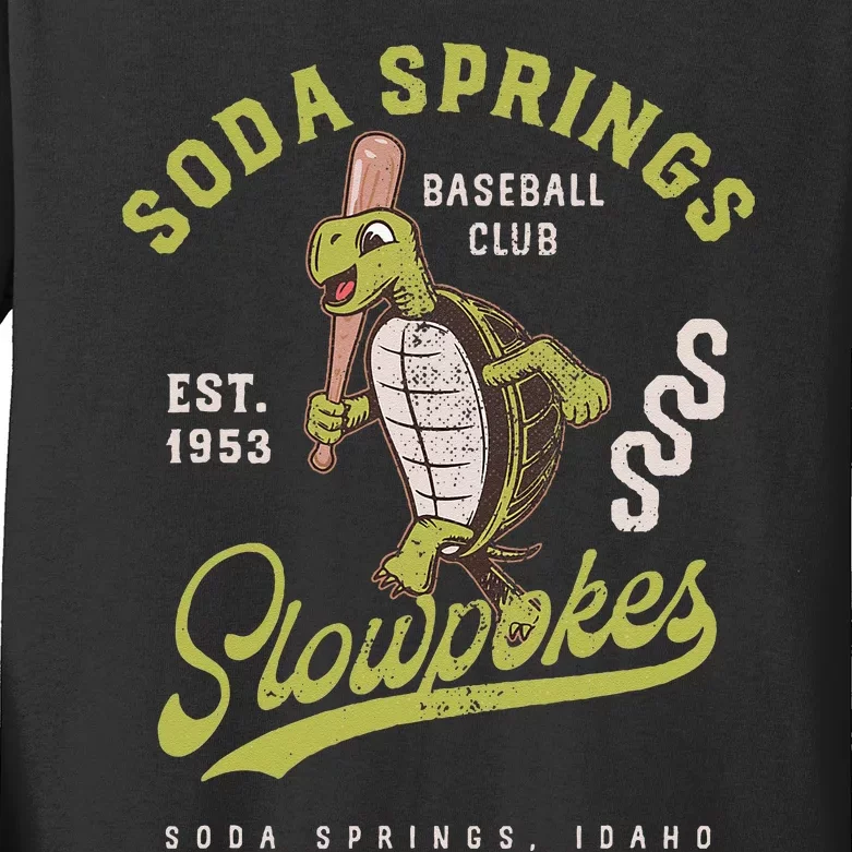 Soda Springs Slowpokes Retro Minor League Baseball Team Kids Long Sleeve Shirt