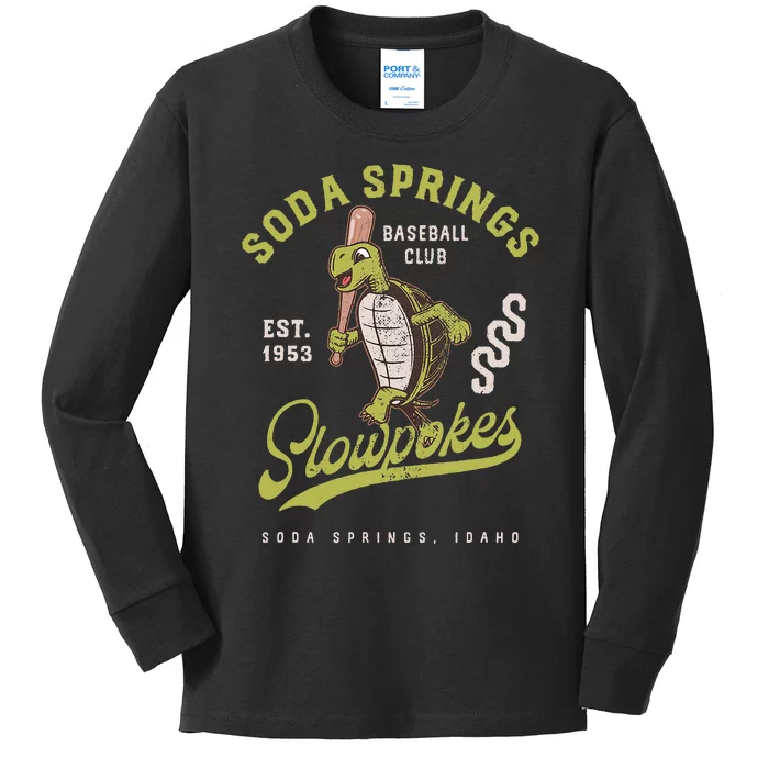 Soda Springs Slowpokes Retro Minor League Baseball Team Kids Long Sleeve Shirt