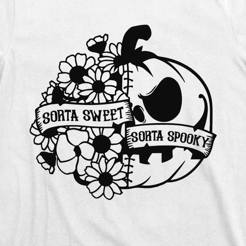 Sorta Sweet Sorta Spooky Floral Pumpkin T-Shirt