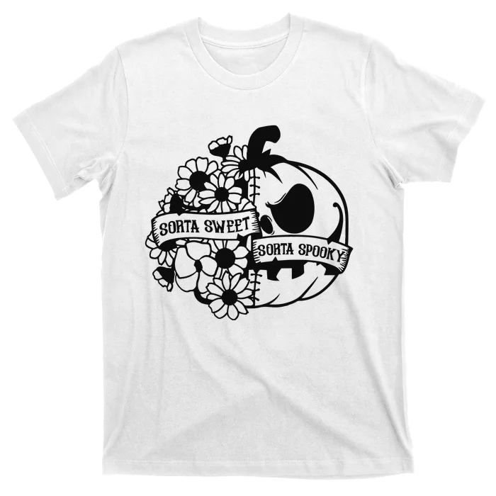 Sorta Sweet Sorta Spooky Floral Pumpkin T-Shirt