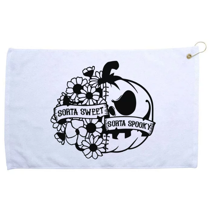 Sorta Sweet Sorta Spooky Floral Pumpkin Grommeted Golf Towel