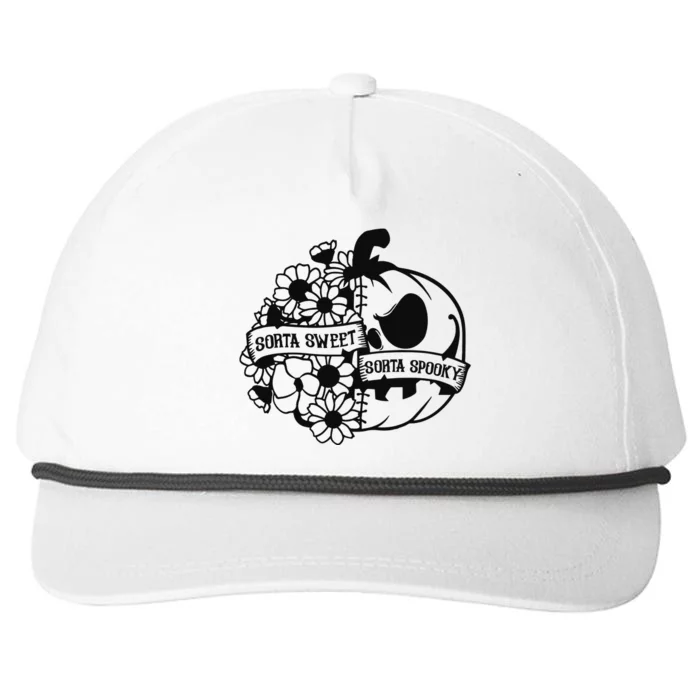 Sorta Sweet Sorta Spooky Floral Pumpkin Snapback Five-Panel Rope Hat