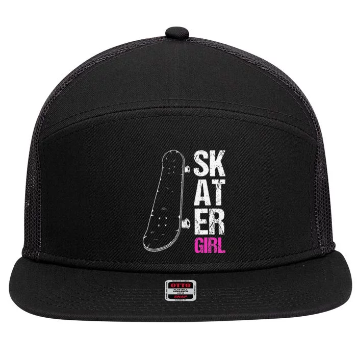 Skater  Skateboard SK8R Girls Skate Cool Skateboarding 7 Panel Mesh Trucker Snapback Hat