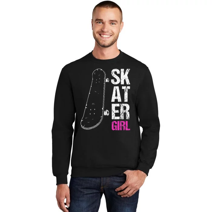 Skater  Skateboard SK8R Girls Skate Cool Skateboarding Tall Sweatshirt