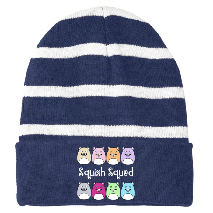 Squish Squad Stuffed Animal Striped Beanie with Solid Band